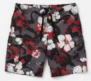 OP Ocean Pacific Mens XL Floral Cargo Board Shorts Swim Trunks Beach Pool Resort